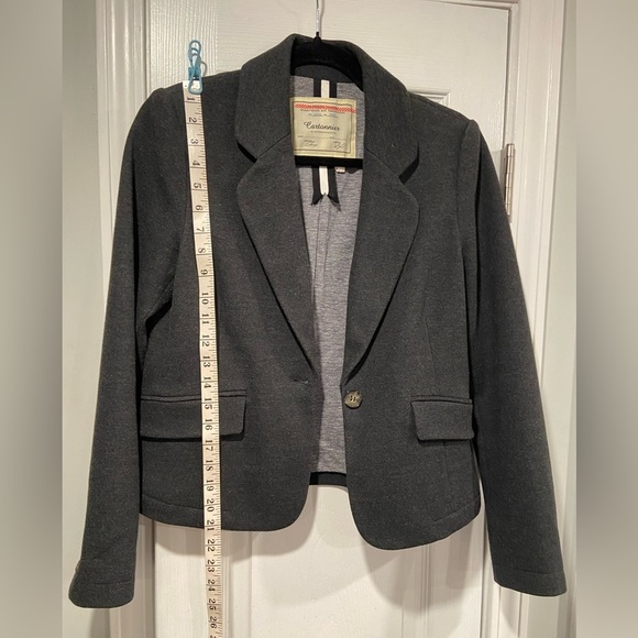 Cartonnier Anthropologie Gray Cotton Blend Everyday Blazer Button Front Size 2 - Picture 8 of 12